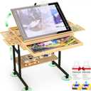 Wooden Puzzle Table with Drawers, 1500 Piece Puzzles for Adults & Puzzle Enthusiasts with Adjustable Height & Tilt, Felt Surface, Metal Stand with Lockable Wheels, Puzzle Storage Box and Cover, Medium-1500pcs