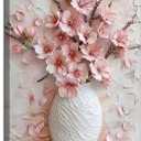 Pink Floral Canvas Wall Art sakura Flowers Botanical painting Decor Pictures Cherry blossoms Posters Prints for Living Room Classroom Bedroom office corridor bathroom Decoration, 24"L x 16"W