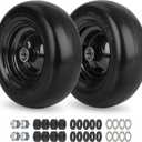 11x4.00-5” Flat Free Lawn Mower Tire and Wheel with Bearing Bore 3/ 4" or 5/ 8", 3.4"-4"-4.5"-5" Centered Hub, Smooth Tread Tire for Zero Turn Mowers, 2 Pack