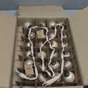 Creative Co-Op Embossed Mercury Glass Ball Ornament Garland, Distressed Matte Cream (72")