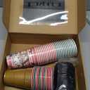 RUSPEPA Disposable Paper Coffee Cups with Lids 16 oz - 48 Pack Snowman and Nutcracker Soldier Design Printed Paper Drinking Cups, Thickened Paper Style for Hot/Cold Beverages, Home, Business and Cafe