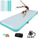 AKSPORT Gymnastics Air Mat Tumble Track Tumbling Mat Inflatable Floor Mats with Air Pump for Home Use/Tumble/Gym/Training/Cheerleading/Parkour/Beach/Park/Water (10ftx3.3ftx4inch, Grey Green)
