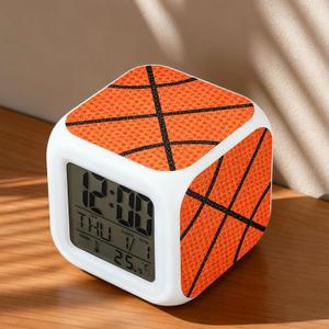 Kenning Christmas Alarm Clock Desk Table Gift with 7 LED Color Changing Nightlight, Xmas Sports Glowing Electronic Colorful Digital Alarm Clock Birthday Present(Basketball)