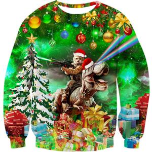RAISEVERN Christmas Sweatshirt for Men Women Funny Pullover Xmas Top (Green, L)