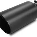 LCGP 3" Inlet Exhaust tip 6" Outlet 15" Overall Length, 3x6x15inch, Stainless Steel, Black Powder Coated Exhaust Tailpipe