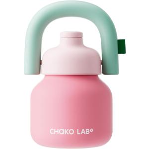 CHAKO LAB Water Bottle with Straw and Carry Handle | Wide Mouth vacuum insulated stainless steel Bottles | Reusable, leak-proof and BPA-free | 33oz(Pink&Red)