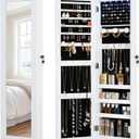 Full Length Mirror Jewelry Cabinet Organizer Lockable Door Wall-Mounted Jewelry Armoire with Shelves and Behind-the-Door Storage - White (43.3*12.4 Standard Mirror)