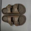 Slides for Women and Men, Double Buckle Rubber Sandals with Arch Support, Pillow Slides Thick Cushion Non Slip Shower Shoes Comfort Beach Sandals, 8-8.5 Women/7-7.5 Men