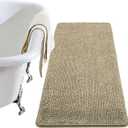 LOCHAS Luxury Bathroom Rug Shaggy Bath Mat 24 x 60 Inch, Washable Non Slip Bath Rugs for Bathroom Shower, Soft Plush Chenille Absorbent Carpets Mats, Beige