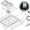 W10160375 Gas Range Burner Knob Replacement for WPW10160375 Compatible with Whirlpool Kitchen Aid Range Model Stainless Steel & Black Color