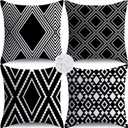 NIGHTWISH Outdoor Waterproof Pillow Covers 18x18 Set of 4 Black and White Decorative Outdoor Throw Pillows Boho Cushion Cases for Patio Furniture Bench Couch Sunbrella