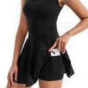 Tennis Golf Dress Workout Athletic Dresses for Women with Pockets Shorts 2 Piece Sets Outfits Cute Clothes Summer (Medium, Black)