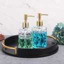 3 Pack Diamond Embossed Glass Soap-Dispensers with Gold Plastic Pump, 12 OZ Bathroom soap Dispenser, Elegant Hand Soap Dispenser for Bathroom & Kitchen