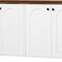 Dwanton Litter Box Enclosure for 2 Cats, Wooden Cat House with Hidden Litter Box, Dual Rooms, TV Stand, White+Rustic Brown