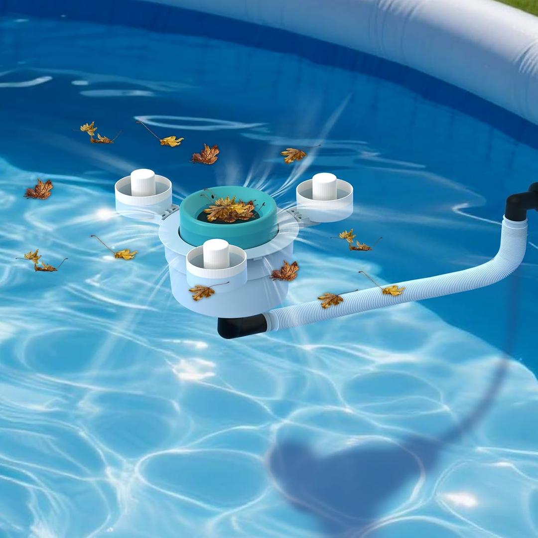 Above Ground Pool Skimmer,No Installation Required, no Adjustable Bracket Required,Comes with 10 Filter Socks, Perfect for WomenTri-Float Spin Pool Skimmer,Best NEW (Turquoise)