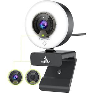 NexiGo N960E 1080P 60FPS Webcam with Light, Software Included, Fast AutoFocus, Built-in Privacy Cover, USB Web Camera, Dual Stereo Microphone, for Zoom Meeting Skype Teams Twitch