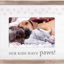 Malden International Designs 4x6 Our Kids Have Paws! Rustic Borders Picture Frame Our Kids Have Paws! Sentiment White MDF Wood Mat With Screen printed Paw Prints Raised Rustic Brown Outer Wood Moulding