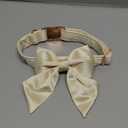 Lionet Paws Bowtie Dog Collar - Comfortable Silk Dog Collar with Detachable Bow Tie for Large Dogs, Neck 16-24 Inches (Off white)