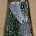 6pcs Mini Christmas Trees Christmas Decor, Artificial Christmas Mini Bottle Brush Trees Tabletop, Christmas Decoration Trees with 4 Size Xmas Holiday Decor (6pcs Green+Silver+White)