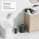 Dark Green Bathroom Accessories Set - Bathroom Sets, 25PC Bath Accessory Set, Bathroom Sets with Push Top Trash Can, Shower Curtain and Rugs, Toilet Brush, Trash Can & Soap Dispenser