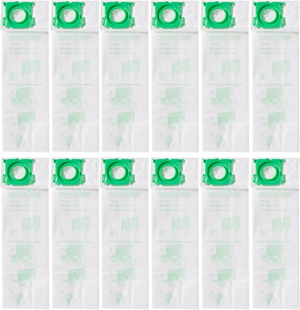 CF Clean Fairy 12Pack Micro Synthetic Cloth Bags Compatible With Sebo C G & X series & Windsor Sensor S12 S15 XP12 XP15 XP18 SR12 SR15 SR18 Versamatic Plus Replacement for 5093AM Vacuum Filter Bags
