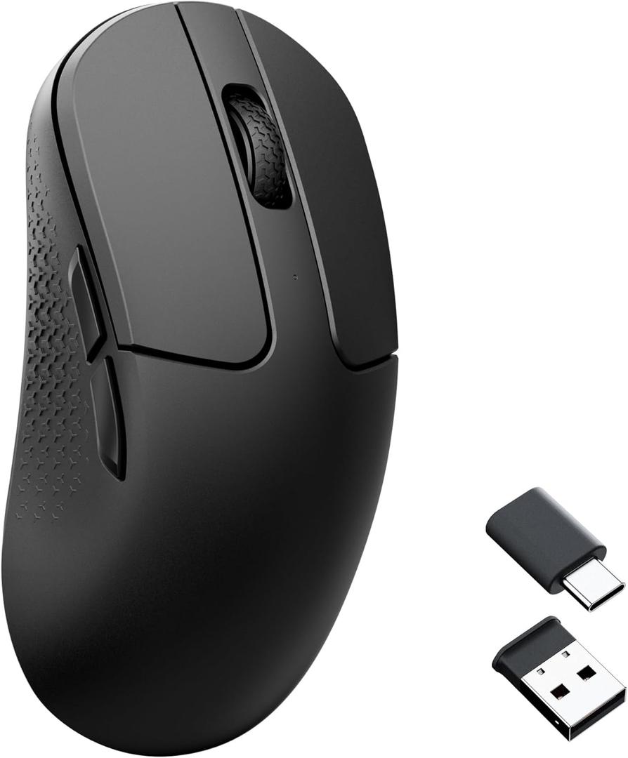 Keychron M3 Mini Wireless Optical Mouse, Bluetooth 5.2/2.4 GHz/Wired Gaming Mouse, Programmable PixArt 3311 Sensor with up to 12,000 DPI/ 650 IPS, Lightweight Ergonomic for Windows Mac Linux - Black