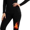Sampeel Thermal Underwear for Women Long Johns with Fleece Lined Long Sleeve Shirt Legging Lounge Set Cold Weather Top Bottom (Medium, Black)