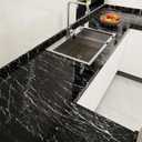 Black Glossy Marble Contact Paper 23.6"X472.4" Peel and Stick Wallpaper