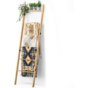 BAMBANG 6-Tier Blanket Ladder for Living Room, Blanket Quilt Ladder Rack Rustic Decorative Towel Holder, Wall Leaning Blanket Ladder Shelf Storage Farmhouse Decor for Bedroom Bathroom, Natural