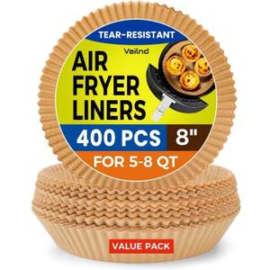 400Pcs Air Fryer Paper Liners Disposable, 8 Inch Max Xl Large Cooker Air Fryer Disposable Paper Liners, Oil Proof Parchment Sheets Round Basket Bowl Liner for Baking Cooking Food