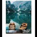 Hongkee 18x22 Frame, 18 x 22 Black Wood Style (14x18 Mat, 1 Pack), 18X22 in