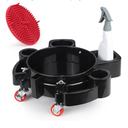LCGP Bucket Dolly 5 Gallon Car Wash Professional Cleaning Bucket with Heavy Duty Wheeled Casters, Complimentary Strainer and Sprayer, Black