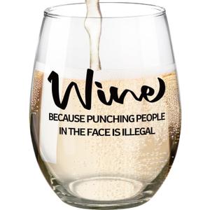 Fatbaby Funny Wine Glass For Women Coworkers, Sarcastic Gifts For Best Friends Sisters Besties, Christmas Birthday Mother's Day Gifts Stemless Wine Glass for Women 15 OZ