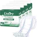 LivDry High Absorbency Pad Insert for Incontinence Briefs and Adult Diapers, Women and Men, Hyper 1600 (120 Count)