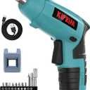 Small 4V Electric Screwdriver,Kiprim ES3 Cordless Screwdriver Tool with Rechargeable Battery,LED Front Light & Power Display Light for Home DIY Blue