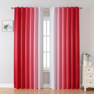 MIUCO Blackout Curtains & Drapes for Bedroom Living Room 84 Inches Long Red and White Room Darkening Ombre Curtains Rod Pocket & Back Tab Curtains Thermal Insulated Light Blocking 2 Panels Set