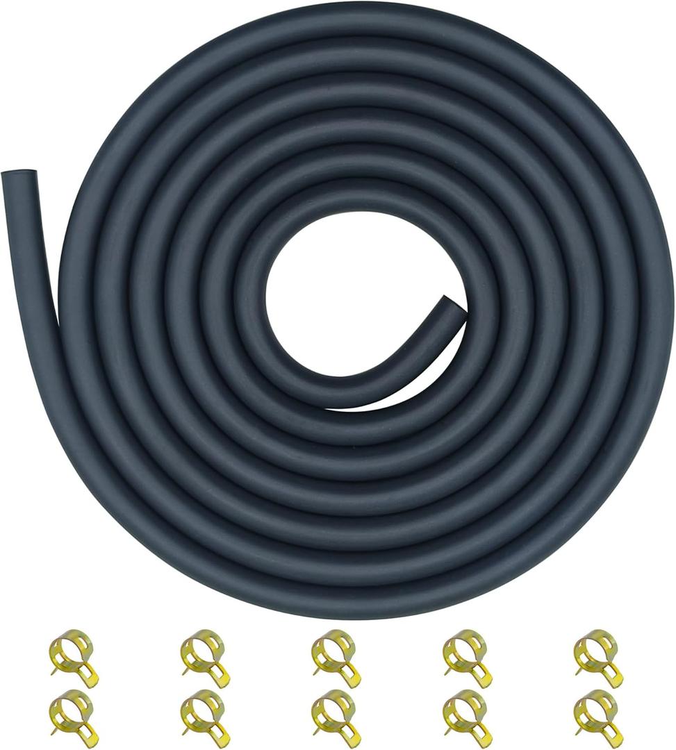 Strongthium 3/16 Fuel Line Hose Set with 10 Pieces Clamps Rubber Gas Tube for ATV Go-carts Mini Bikes 196cc 212cc 6.5hp 5.5hp 8hp 9hp 11hp 13hp Small Engines Generators 6.6 FT