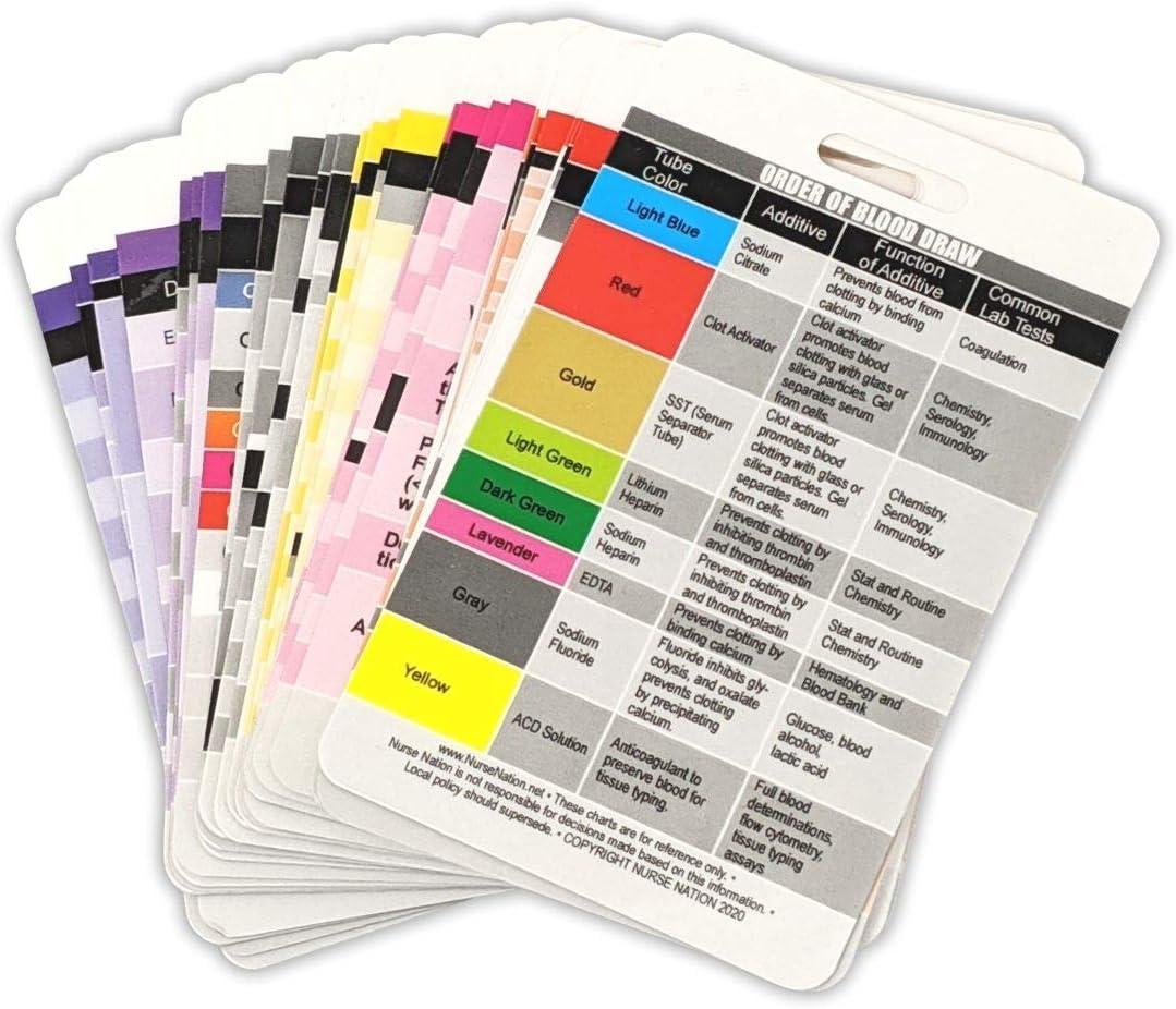 30 Vertical Nursing Badge Reference Cards - Lab Values, EKG, Vitals, and More! (Bonus Cheat Sheets) Excellent Gift for Nurses, Nursing Students, and Other Med. Workers!