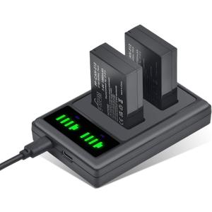 Pickle Power LP-E12 Battery and LED Dual USB Charger for Canon EOS M50, M50 Mark II, M, M2, M10, M100, M200, Rebel SL1, PowerShot SX70 HS Digital Camera (Black)