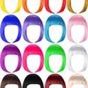 WILLBOND 16 Pieces Short Bob Wigs Halloween Cosplay Colorful Costume Wig Party Hairpiece Wig Straight Short Hair Wig for Women Cosplay Decoration