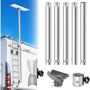 Starlink Gen 3 RV Ladder Mount Kit,10FT Starlink Standard4/4X/V3 Flag Pole Mounting Kit,Fits 0.7 to 1.1 Inch RV Ladder Rails,Adjustable 5 Section Tubes,with Adapter,Simple Installation(for Gen)