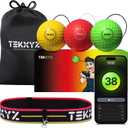 GlowFlex Reflex Ball with Counter App, Glow-in-the-Dark | TekXYZ Online Community for Boxing Ball, Ideal for Coordination, Stress Relief, Home Workouts & Fitness | Stocking Stuffer Gift for All Ages (Green/Red/Yellow)