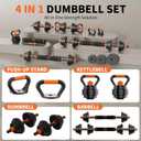 VTORY Adjustable Weights Dumbbell Set, 20/70/90lbs Free Weights Set with Connector, 4 in1 Dumbbells Set Used as Barbell, Kettlebells, Push up Stand, Weight Set for Home Gym Suitable Men/Women