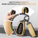 2 x For Chevy Key Fob Cover Accessories- Matte TPU Key Fob Cover with Leather Keychain for Equinox Malibu Camaro Cruze Blazer Traverse Trax and More. (Champagne Gold, 4-Buttons)