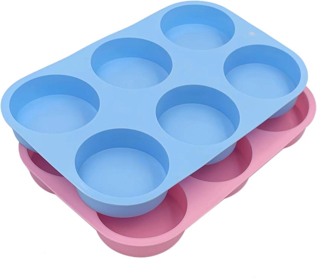 2 PCS Round Silicone Soap Mold 4oz, 3" Big Size 6 Cylinder Silicone Molds for Loofah Soap, Homemade Bath Bombs, Lotion Bars