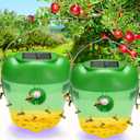 Wasp Trap, Solar Wasp Traps Hanging, Reusable Yellow Jacket Trap with LED Light, Bee Hornet Traps for Outside Orchard, Farm, Garden, Patio, Courtyard