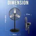 Tornado - 30 Inch Commercial Industrial 3 Aluminum Blade Stationary Pedestal Oscillating Fan, High Velocity 8500 CFM, UL Safety Listed, Black