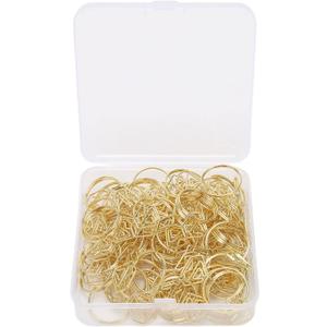 80pcs Ring Shape Paper Clips, Rustproof Metal Iron Lovely Shape Shiny Colors, with Clear Box for Office School Home Art Organization (Gold)