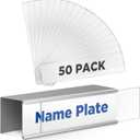 50 Pack Clear Plastic Nameplate Insert 8" x 2" Protective Desk Name Plate Inserts Covers for Wall Door Cubicle Nameplate Holder Surface Home Office Supplies (Not Include Name Tags)
