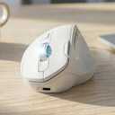 EWEADN C2 Ergonomic Wireless Mouse, Rechargeable Bluetooth & 2.4G Dual Mode Computer Mouse with RGB, Quiet Clicks, 5 Adjustable 4000 DPI, Comfortable Grip for Laptop, PC, Mac, Office - White